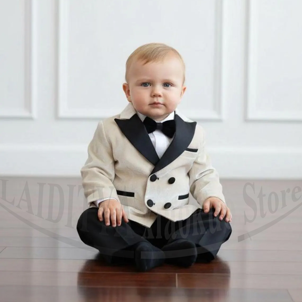 Baby Boy Suit Set Baptism - Elegancki dwuczęściowy garnitur dla niemowląt, dwurzędowy