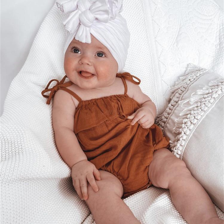 Baby Summer Linen Sleeveless Jumpsuit - Letnia dziewczynka ubrania Romper Bowknot bawełniana