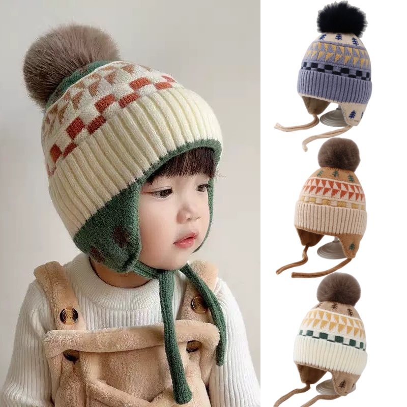 Infant Beanie Hat With Ears - Czapki z nausznikami dla niemowląt, miękkie,
