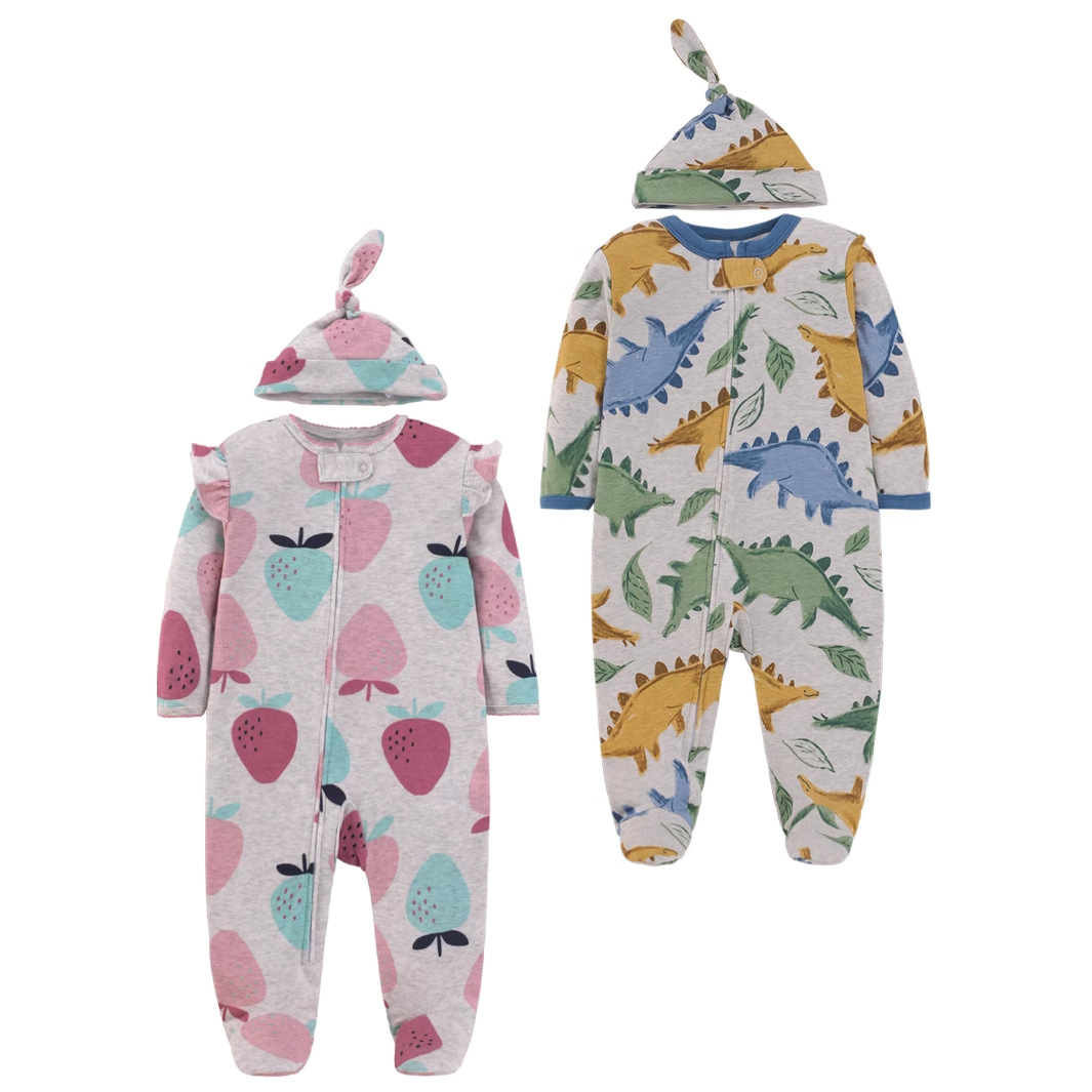 Cotton Baby Onesies Zipper - Rampersy niemowlęce z czystej bawełny, piżamy