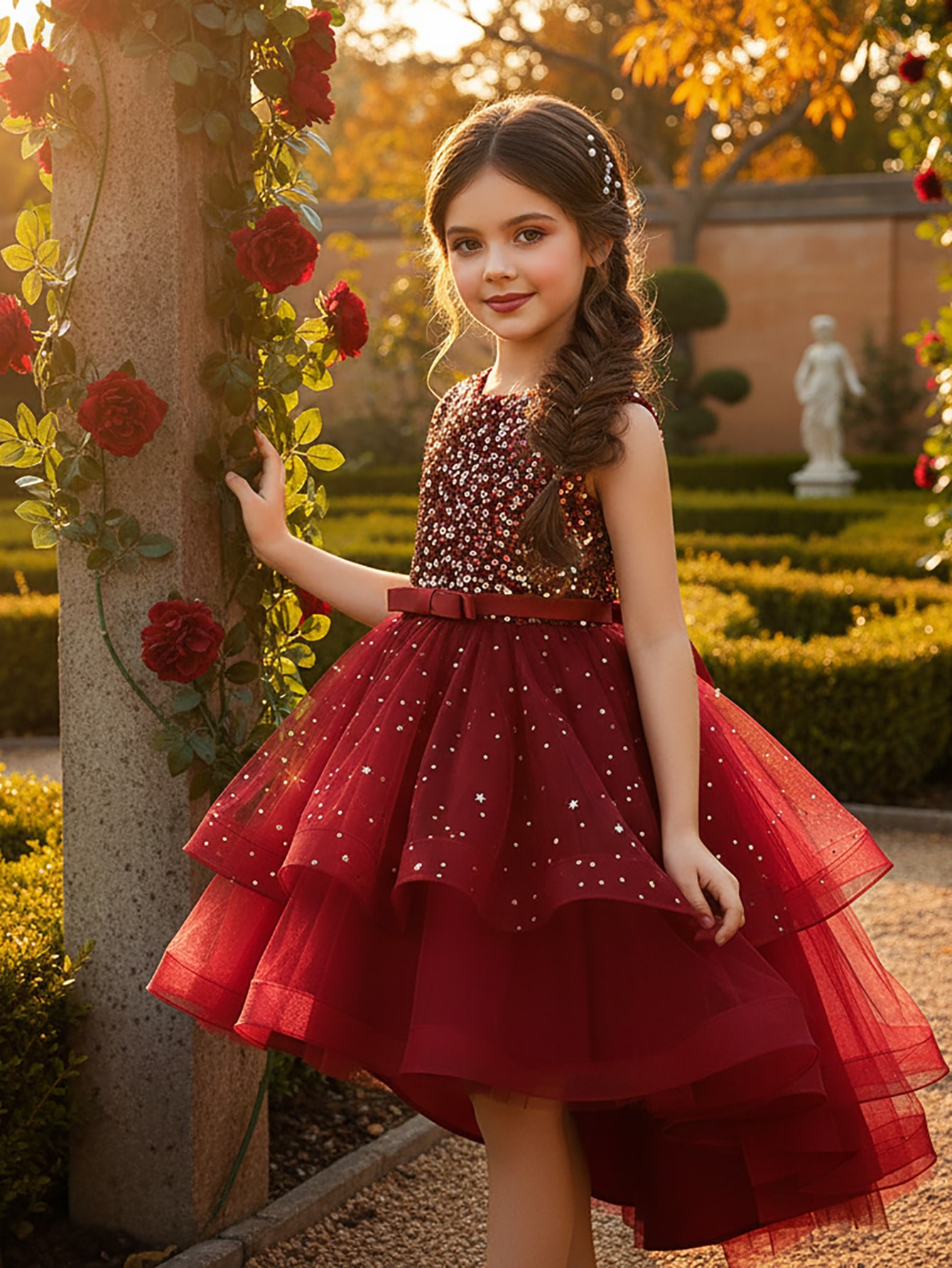 Toddler Girl Tulle Party Dress - Sukienka dla dziewczynki, księżniczka, kwiatowa, cekiny,
