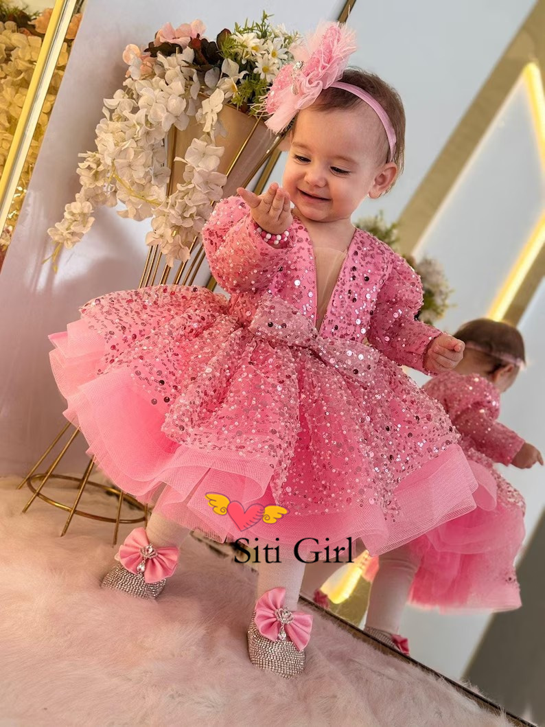 Toddler Girl Tulle Party Dress - Różowa Sukienka Księżniczki dla Niemowlaka Sukienka