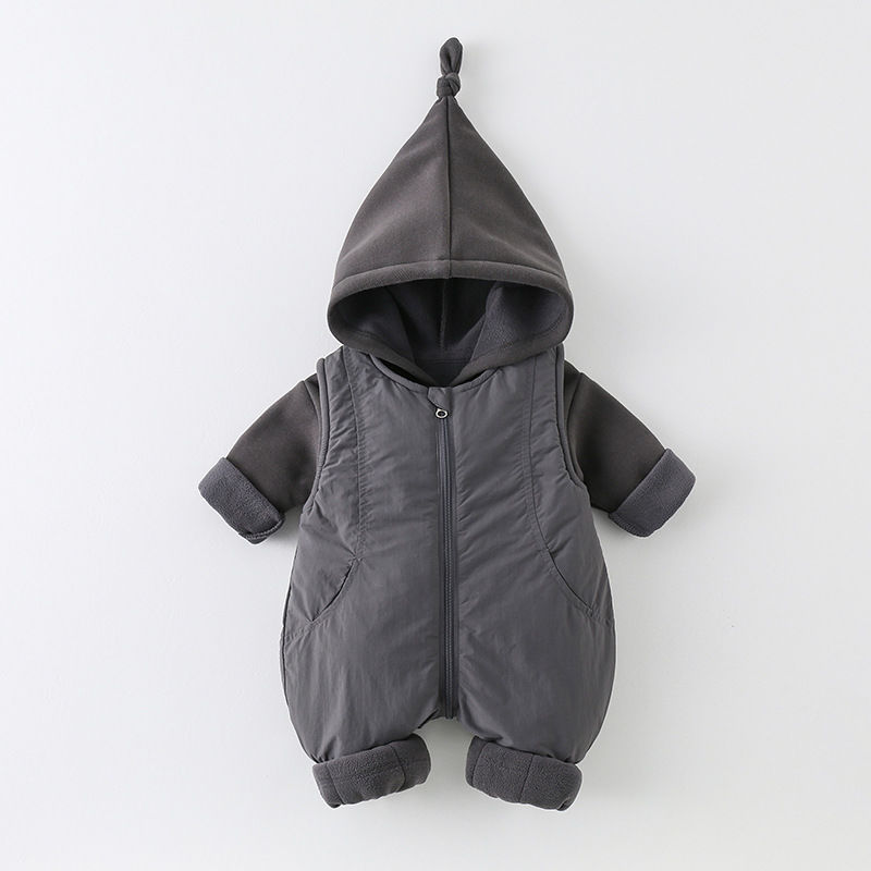 Cotton Baby Onesies Zipper - Zimowy, gruby, bawełniany pajacyk niemowlęcy unisex,