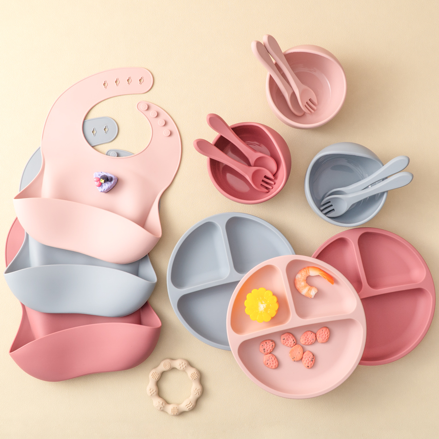 Waterproof Baby Bibs Silicone - 5 sztuk silikonowy zestaw do karmienia