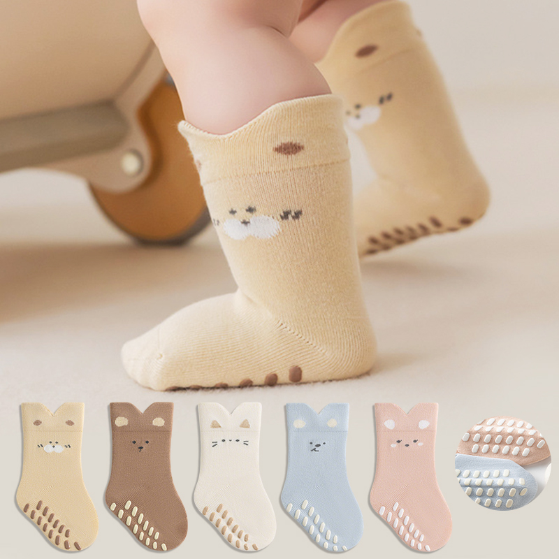 Unisex Baby Socks Non Slip - 3/5 Par Skarpetek Antypoślizgowych dla Niemowląt,