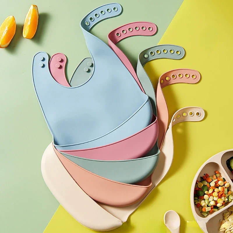 Waterproof Baby Bibs Silicone - 1-4 szt. Śliniak dla niemowląt, regulowany,