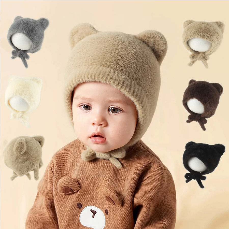 Infant Beanie Hat With Ears - Urocza Dziecięca Czapka Dziana z Uszkami