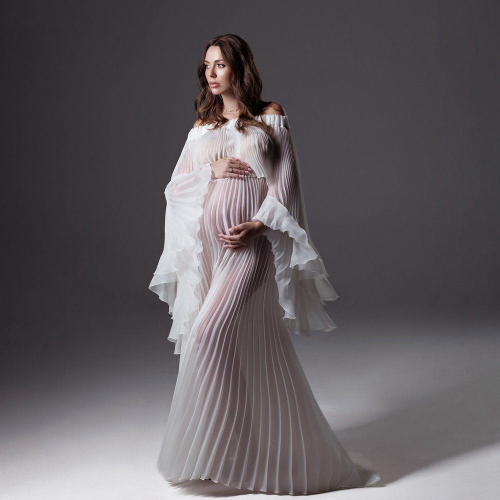 Maternity Wear - Plisowane sukienki ciążowe do sesji zdjęciowych,