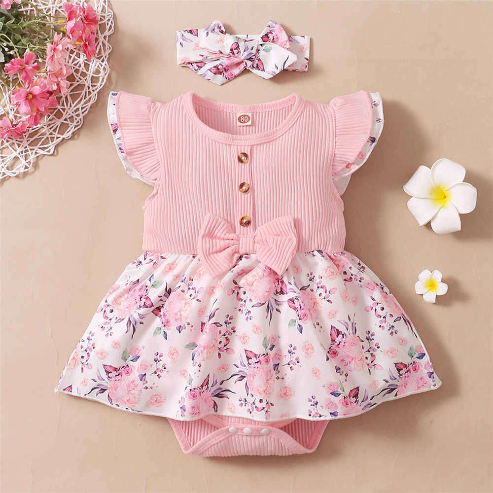 Newborn Baby Girl Romper Floral - 0-18 miesięcy dziewczynka kwiatowy kombinezon jednoczęściowy