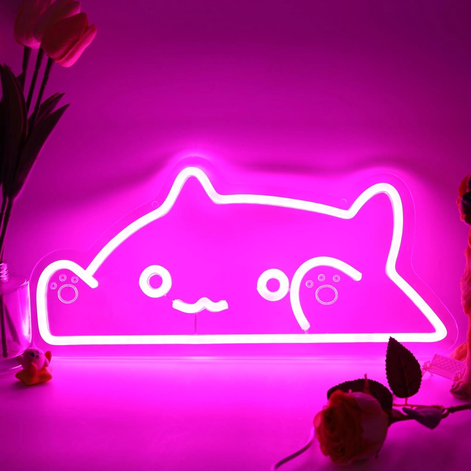 Nursery - Neonowy znak LED w kształcie kota,