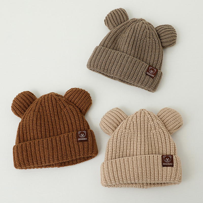 Infant Beanie Hat With Ears - Czapka zimowa dla niemowląt z uszkami,
