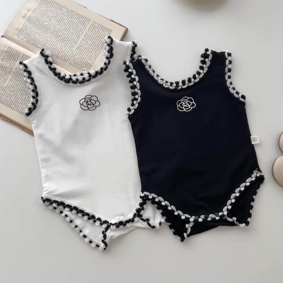 Baby Summer Linen Sleeveless Jumpsuit - Dziecięcy niemowlęcy dziewczęcy chłopięcy bawełniany lniany