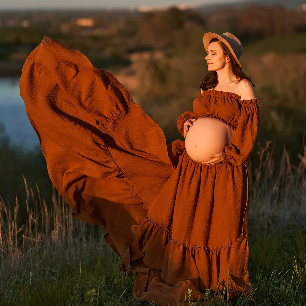 Maternity Wear - Seksowna sukienka ciążowa z odkrytymi ramionami