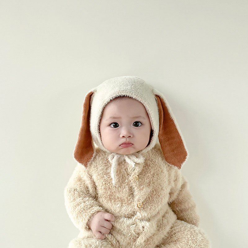 Infant Beanie Hat With Ears - Czapka zimowa pluszowa dla dzieci z