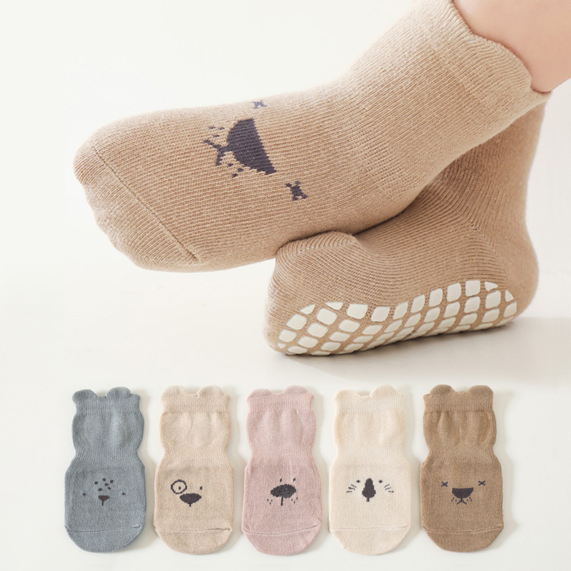Unisex Baby Socks Non Slip - 3/5 par dziecięcych uroczych zwierząt wzór