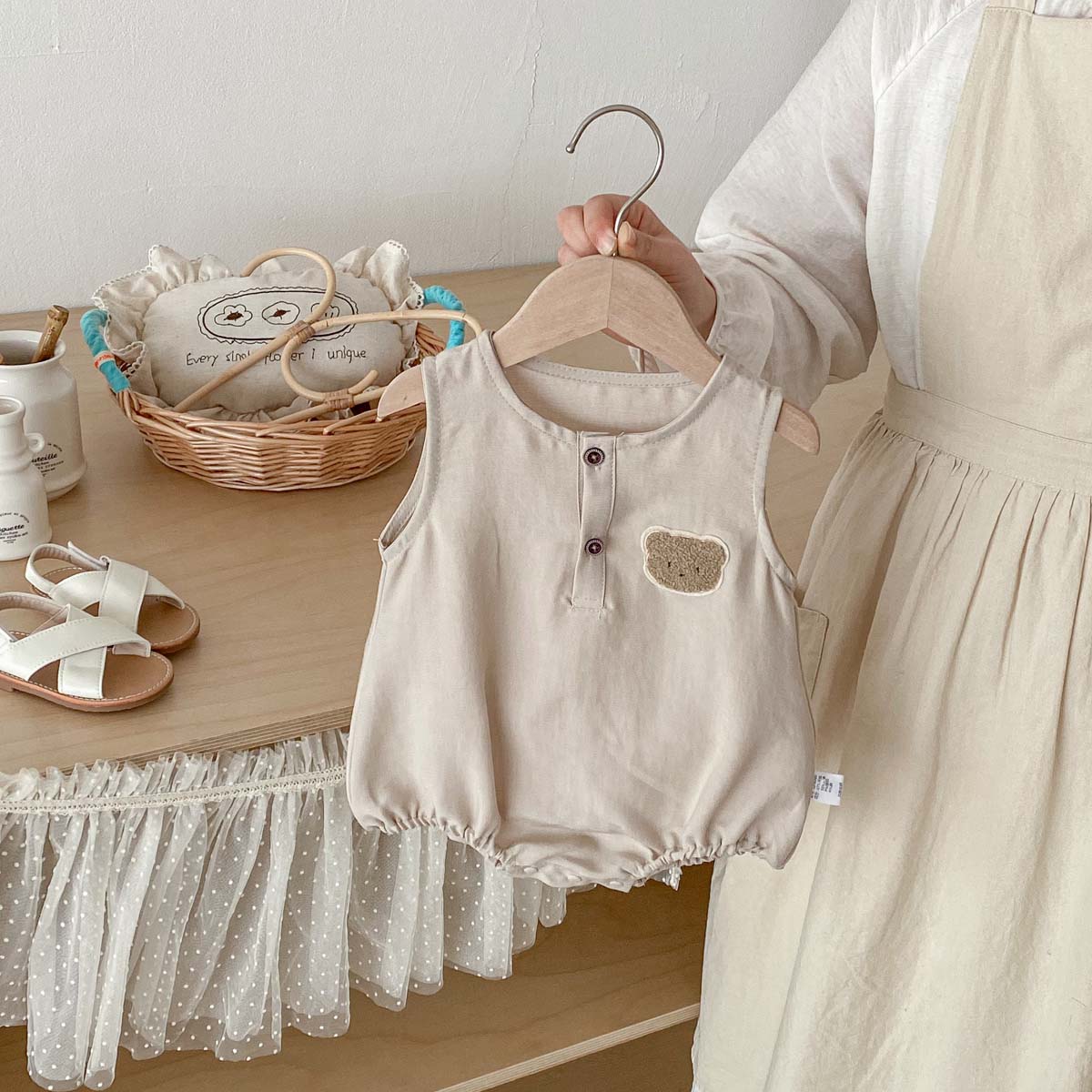 Letni cienki kombinezon bez rę – Baby Summer Linen Sleeveless Jumpsuit recenzja i cena