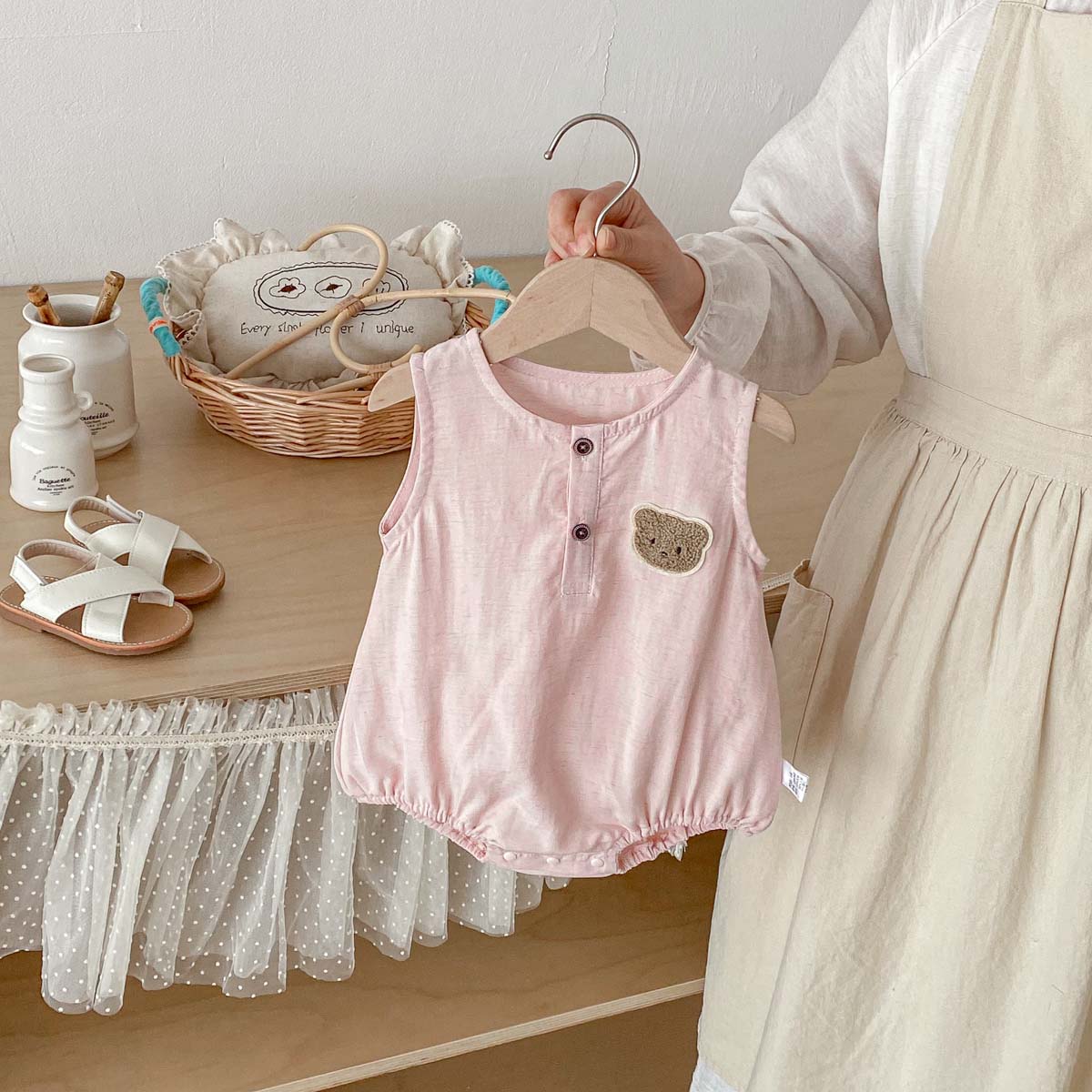 Letni cienki kombinezon bez rę – Baby Summer Linen Sleeveless Jumpsuit recenzja i cena