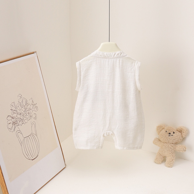Letni kombinezon dla niemowląt – Baby Summer Linen Sleeveless Jumpsuit recenzja i cena