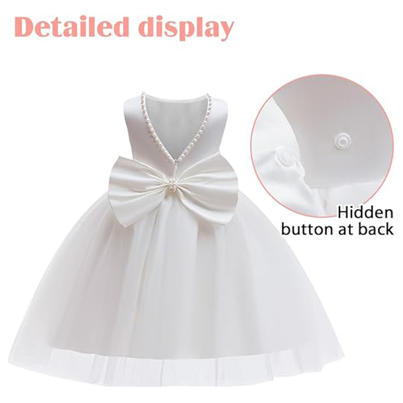 Elegancka biała sukienka komun – Toddler Girl Tulle Party Dress recenzja i cena