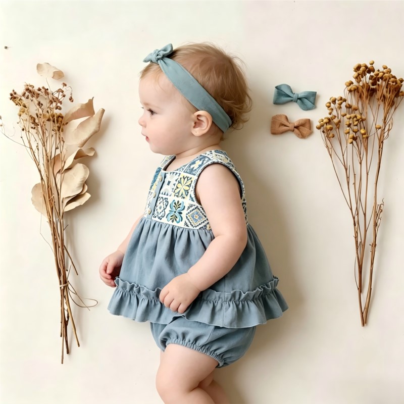 Modny zestaw ubranek dla nowor – Baby Summer Linen Sleeveless Jumpsuit recenzja i cena