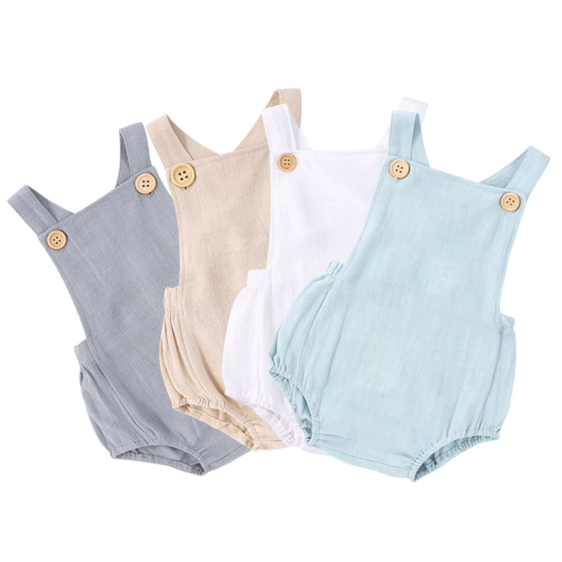 Letnie pajacyki niemowlęce dla – Baby Summer Linen Sleeveless Jumpsuit recenzja i cena