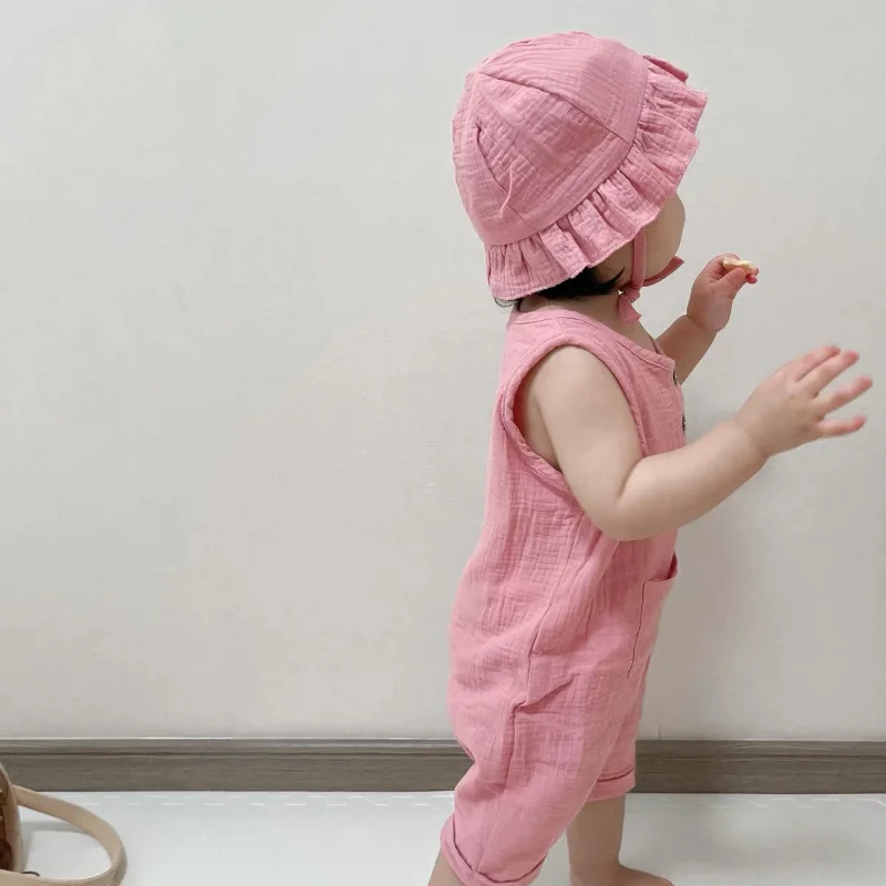 2 sztuk/zestaw letnie ubrania  – Baby Summer Linen Sleeveless Jumpsuit recenzja i cena