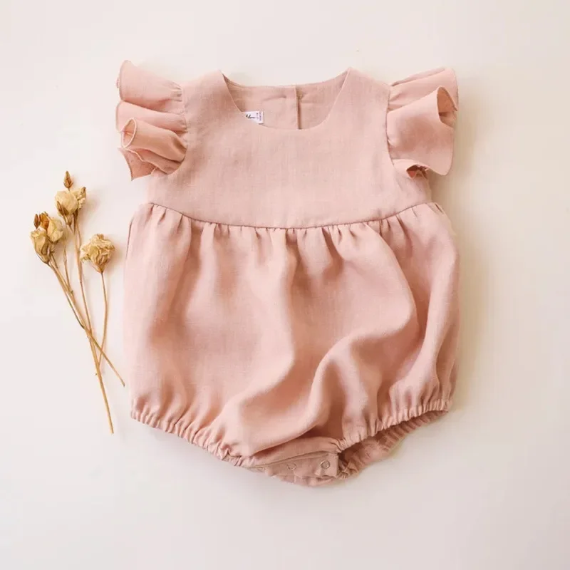 0-24M lniana bawełna noworodka – Baby Summer Linen Sleeveless Jumpsuit recenzja i cena
