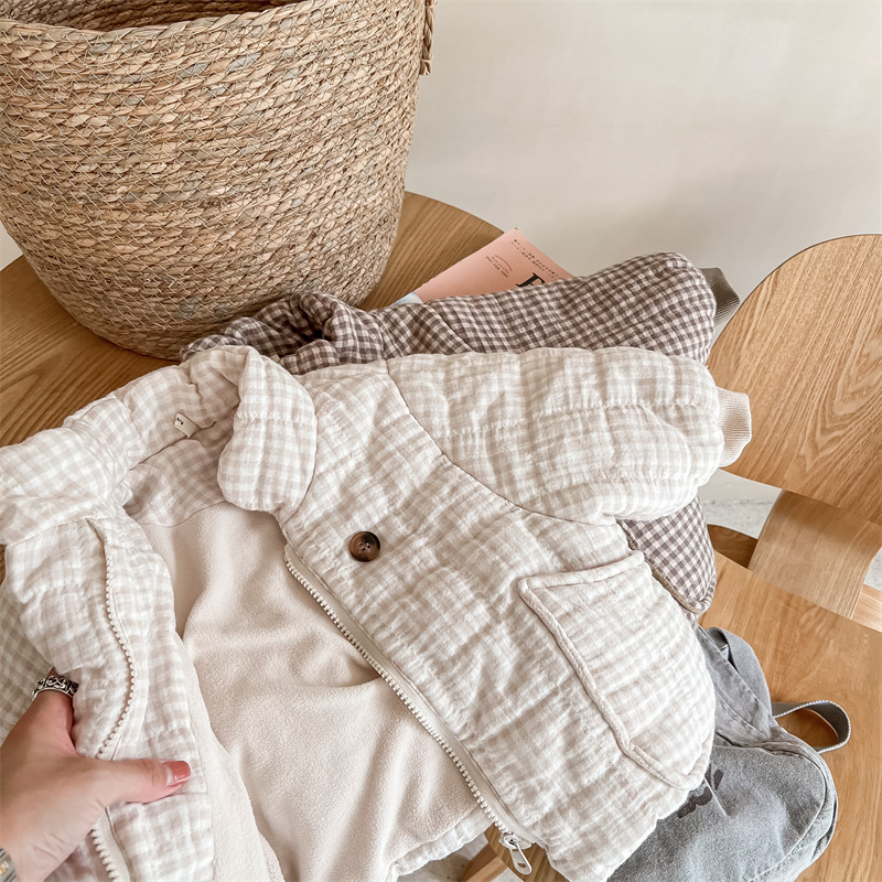 Dziecięca kurtka w kratkę ging – Toddler Boy Winter Fleece Jacket recenzja i cena