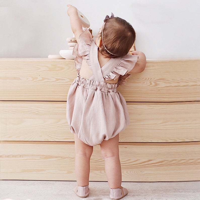 Rampersy dla niemowląt, letnie – Baby Summer Linen Sleeveless Jumpsuit recenzja i cena
