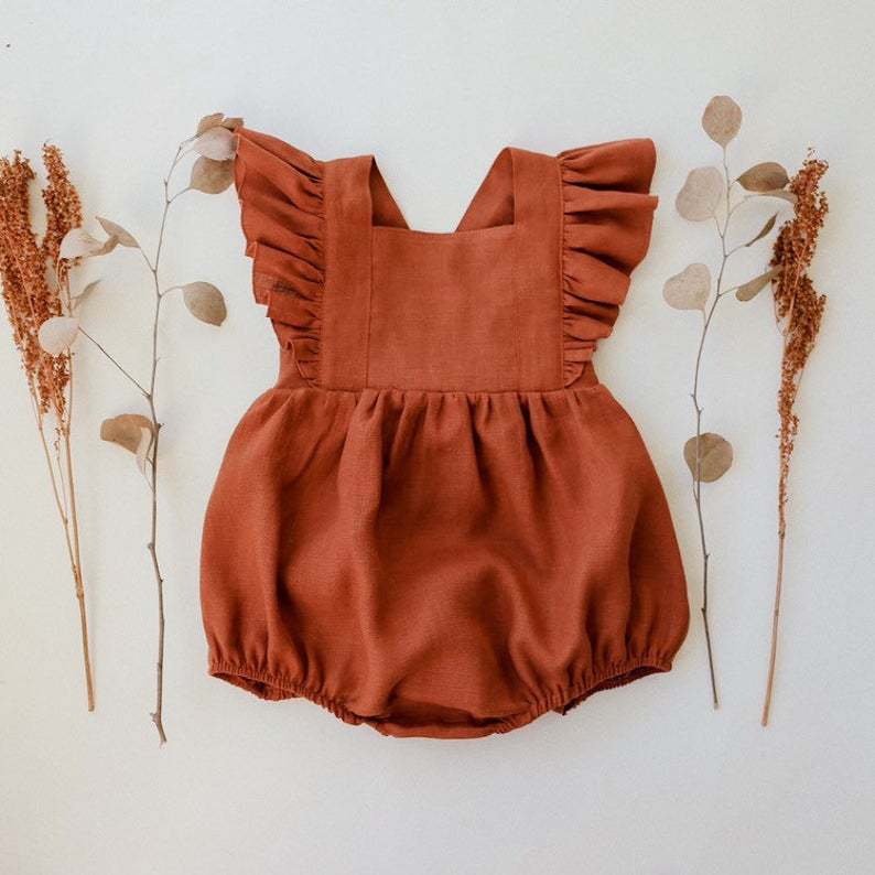 Rampersy dla niemowląt, letnie – Baby Summer Linen Sleeveless Jumpsuit recenzja i cena