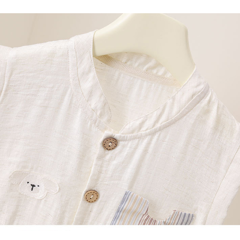 Letni rampers dla niemowląt, b – Baby Summer Linen Sleeveless Jumpsuit recenzja i cena